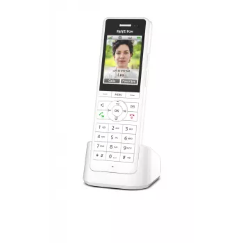 DECT-Schnurlostelefon FRITZ X6 Weiß International — Freisprecheinrichtung, Anrufbeantworter, 100-Einträge-Telefonbuch