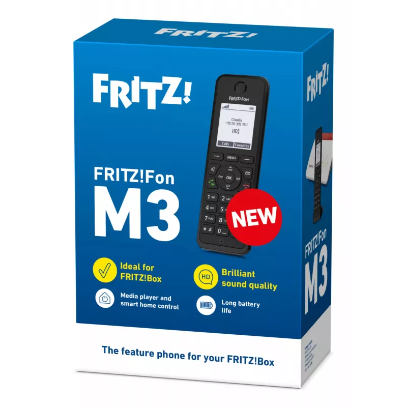 DECT-Telefon AVM FRITZ! Fon M3 International — schnurloses Mobilteil, Anruferkennung, Freisprecheinrichtung, 1 Mobilteil, 1000 Einträge Telefonbuch