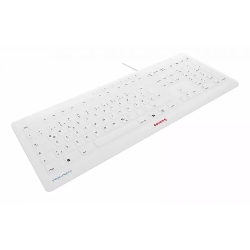 Contour Design STREAM PROTECT, Full-size (100%), Kabelgebunden, USB, Scheren-Tastenschalter, QWERTY, Weiß