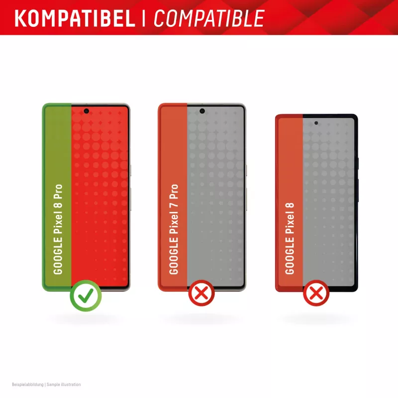 Displex Displayschutzfolie + Hülle für Google Pixel 8 Pro, Eco Montagerahmen, kratzfest