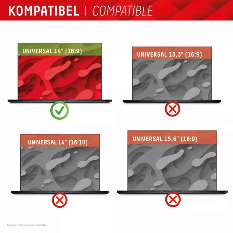 Displex PRIVACY SAFE entfernbarer 2-Wege-Sichtschutzfilter für Laptop/Notebook (randlos/frameless) 14'' (16:9)