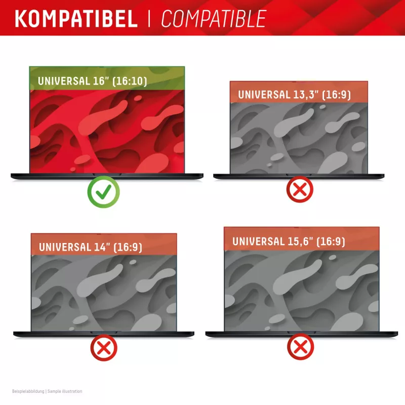Displex PRIVACY SAFE abnehmbarer 2-Wege-Sichtschutzfilter für Laptop/Notebook (randlos/frameless) 16'' (16:10)