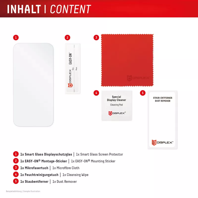 Displex Smart Glass (9H) für Apple iPhone 16 Pro Max, Montageaufkleber, unzerbrechlich