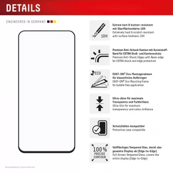 Displex Premium Displayschutzfolie (Full Abdeckung, 10H) für Samsung Galaxy S24 FE, Eco Montagerahmen, Full Abdeckung