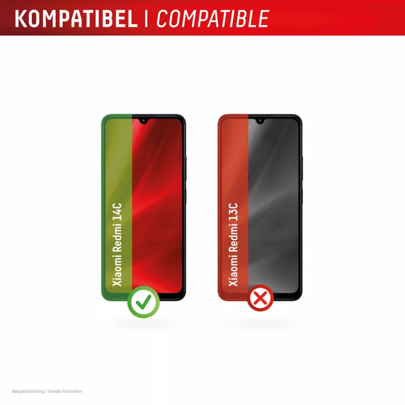 Displex Smart Glass (9H) für Xiaomi Redmi 14C, Montageaufkleber, unzerbrechlich
