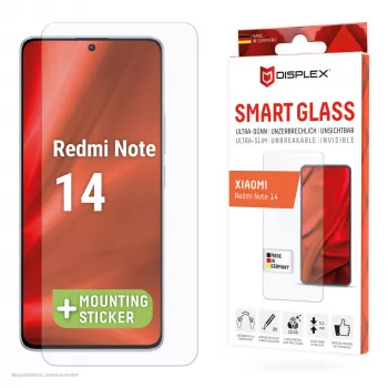 Displex Smart Glass (9H) für Xiaomi Redmi Note 14, Montageaufkleber, unzerbrechlich