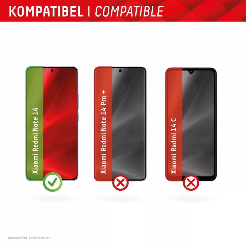 Displex Smart Glass (9H) für Xiaomi Redmi Note 14, Montageaufkleber, unzerbrechlich