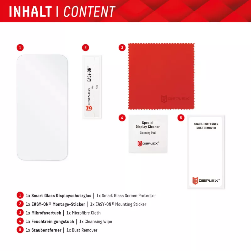 Displex Smart Glass (9H) für Xiaomi Redmi Note 14, Montageaufkleber, unzerbrechlich