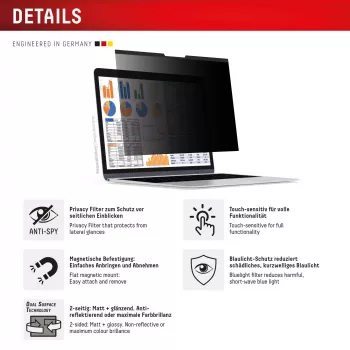 Displex PRIVACY SAFE magnetischer 2-Wege-Sichtschutzfilter Surface Laptop Studio 2 14,4 Zoll