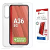 Tempered Glass Screen Protector + Case für Samsung Galaxy A36 von e.v.i., Eco Montagerahmen, kratzfest, transparent