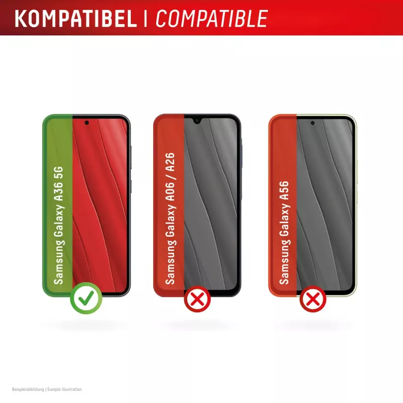 Tempered Glass Screen Protector + Case für Samsung Galaxy A36 von e.v.i., Eco Montagerahmen, kratzfest, transparent