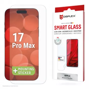 Displex Smart Glass (9H) für Apple iPhone 17 Pro Max, Montageaufkleber, unzerbrechlich