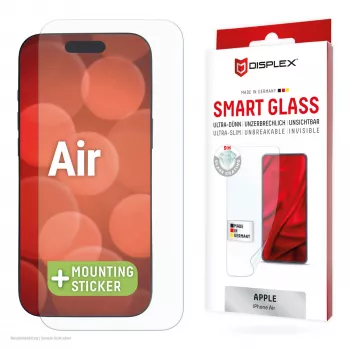 Displex Smart Glass (9H) für Apple iPhone Air, Montageaufkleber, unzerbrechlich