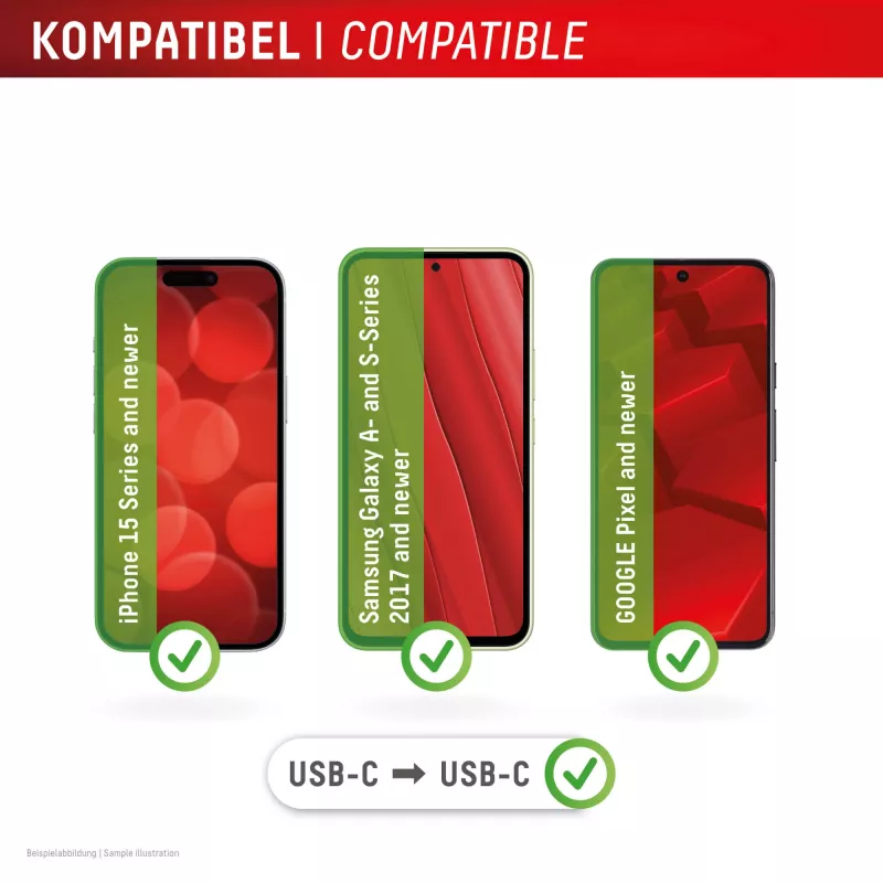 Displex Phone-to-Phone Notladegerät, USB-C auf USB-C, Mini-Stecker + Flex-Kabel, kompaktes 2er-Set