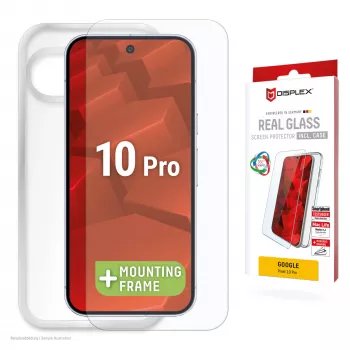 Displex Displayschutzglas + Hülle für Google Pixel 10 Pro, Eco-Montagerahmen, kratzfest