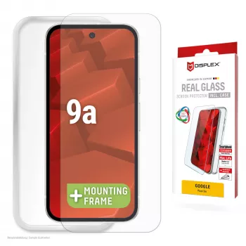 Displex Displayschutzglas + Hülle für Google Pixel 9a — gehärtetes Glas, Eco-Montagerahmen, transparent, kratzfest