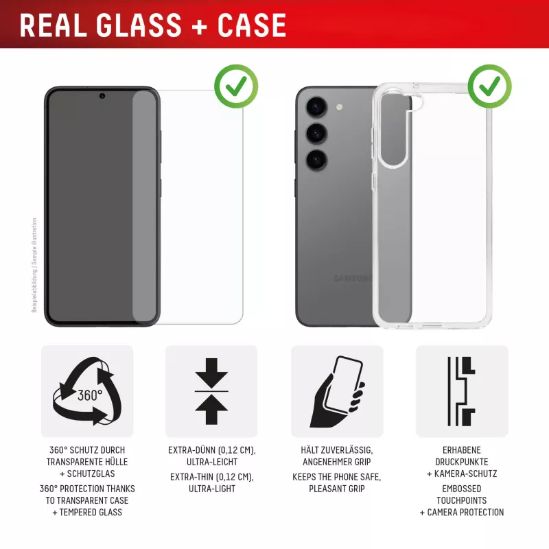 Tempered Glass Screen Protector mit Case for Google Pixel 10 by e.v.i. (DISPLEX Real Glass + Case)