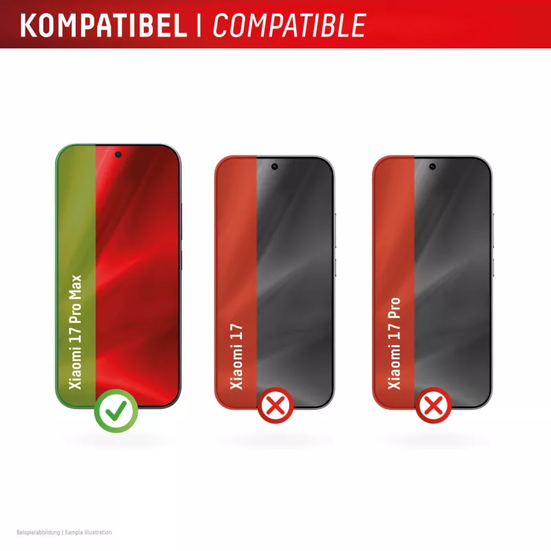 Tempered Smart Glass Displayschutzfolie e.v.i. für Xiaomi 17 Pro Max (9H), Montageaufkleber, transparent, 1 Stück