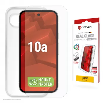 Displayschutzfolie und Hülle e.v.i. für Google Pixel 10a — gehärtetes Glas, transparent, kratz- und stoßfest