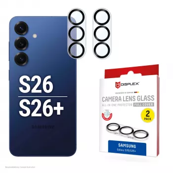 Kameralinsen-Glasschutz e.v.i. für Galaxy S26 / S26+, Gehärtet 10H, Vollabdeckung, Quick Mount, 2er-Pack