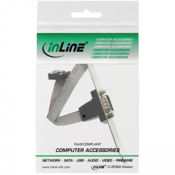 Serial Slotblech InLine 9-polig Stecker auf 10-polig intern Buchse 1:1 Kabel, 0,6 m, grau