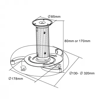 Projektorhalterung InLine 23134A Höhe 130/200 mm max. 10 kg