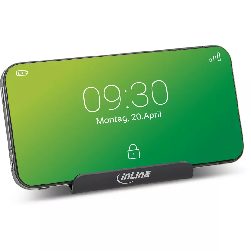 InLine Smartphone- und Mobiltelefonständer für den Schreibtisch, passive Halterung, Schwarz