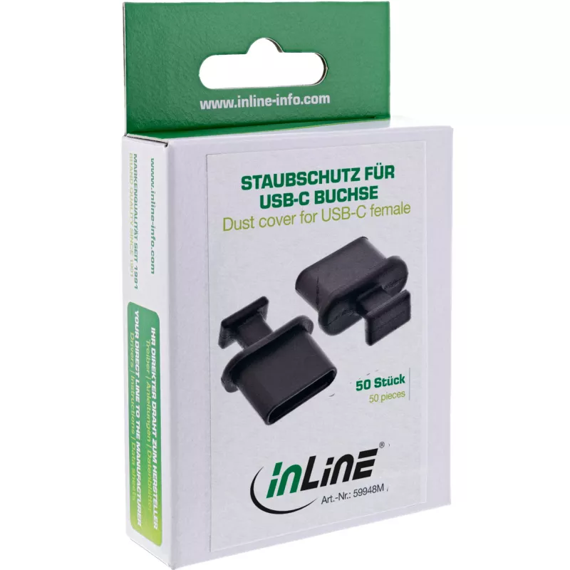 Staubschutzkappe für USB-C-Buchse InLine 59948M schwarz 50 Stück