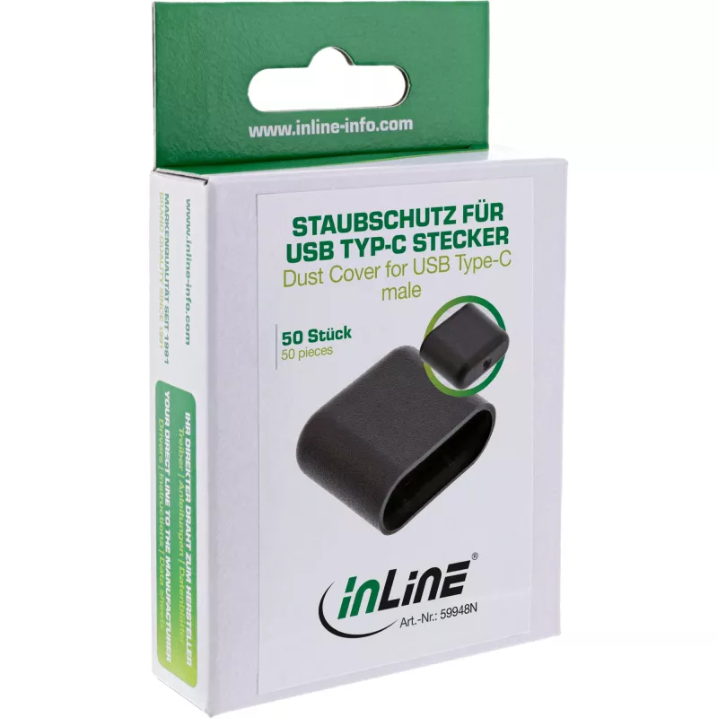 Staubschutzkappe für USB-C-Stecker InLine 59948N schwarz 50 Stück