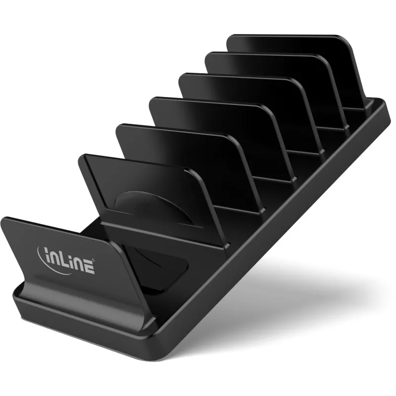 InLine Multi-Ständer 6-Fächer passiver Halter für Schreibtisch oder Regal, schwarz