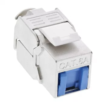 InLine RJ45 Keystone Jack Snap-In Modul Cat.6a, mit Staubschutzabdeckung blau