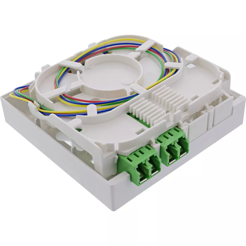 InLine FTTH-Anschlussdose vorkonfektioniert 4x LC/APC 9/125µm 20m