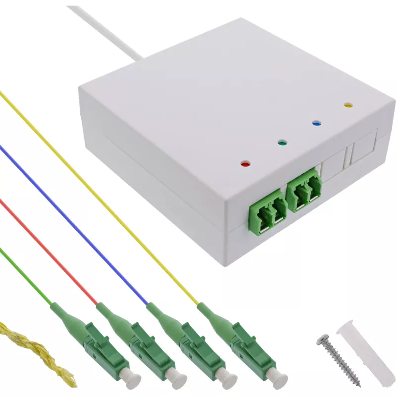 InLine FTTH Anschlussdose vorkonfektioniert 4x LC/APC 9/125µm 10m