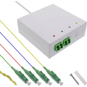 InLine FTTH-Anschlussdose vorkonfektioniert 4x LC/APC 9/125µm 15m