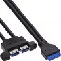 InLine 33390K Internes USB 3.2 Gen 1 Kabel, Mainboard auf 2x USB-A Buchse, 0,45m