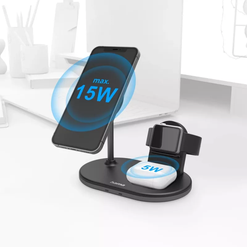 Hama MagCharge Multi Headset, Smartphone, Uhr Schwarz AC Kabelloses Laden Schnellladen Innenbereich