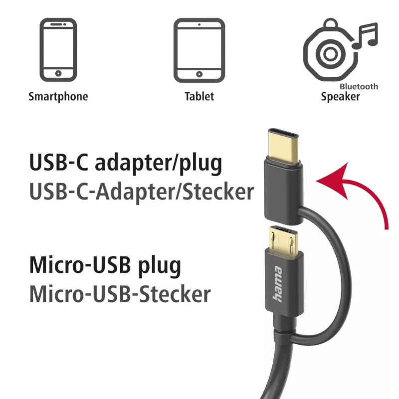 Hama 00201533 USB-Kabel USB 2.0 1 m USB A Micro-USB B Schwarz