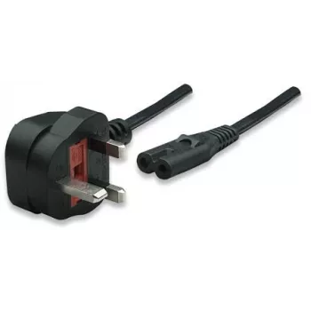 Manhattan Netzkabel, UK-Stecker 3-polig auf C7-Buchse (Gerätestecker), 1,8 m, 13 A, Schwarz, Leitung, Lebenslange Garantie