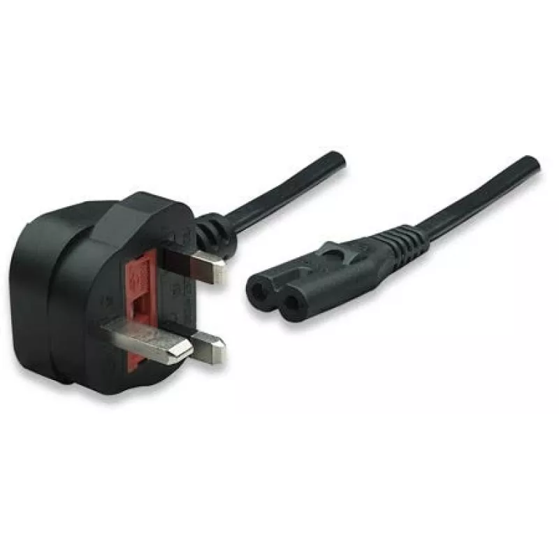 Manhattan Netzkabel, UK-Stecker 3-polig auf C7-Buchse (Gerätestecker), 1,8 m, 13 A, Schwarz, Leitung, Lebenslange Garantie