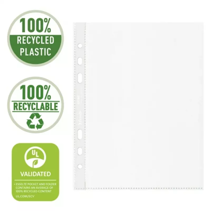 Esselte Recycle Pocket A5, 150 x 210 mm (A5), Transparent, Polypropylen (PP), Quer-/Hochformat, oben, 0,07 mm