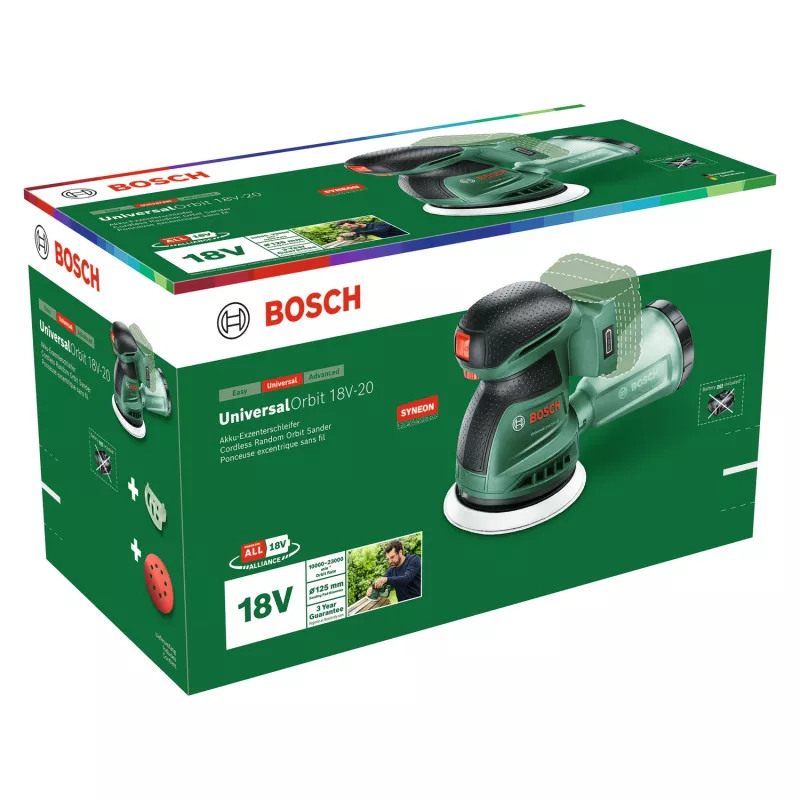 Bosch UniversalOrbit 18V-20 (BareTool), Exzenterschleifer, Orbital, Grün, Deutschland, Akku, 18 V