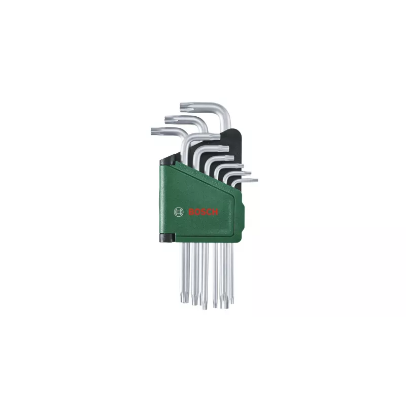 Bosch 1 600 A02 Z9C, L-Torx-Schlüsselsatz, TX10, TX15, TX20, TX25, TX27, TX30, TX40, TX8, TX9, Grün, Silber, Stahl, Kunststoff, 69 mm