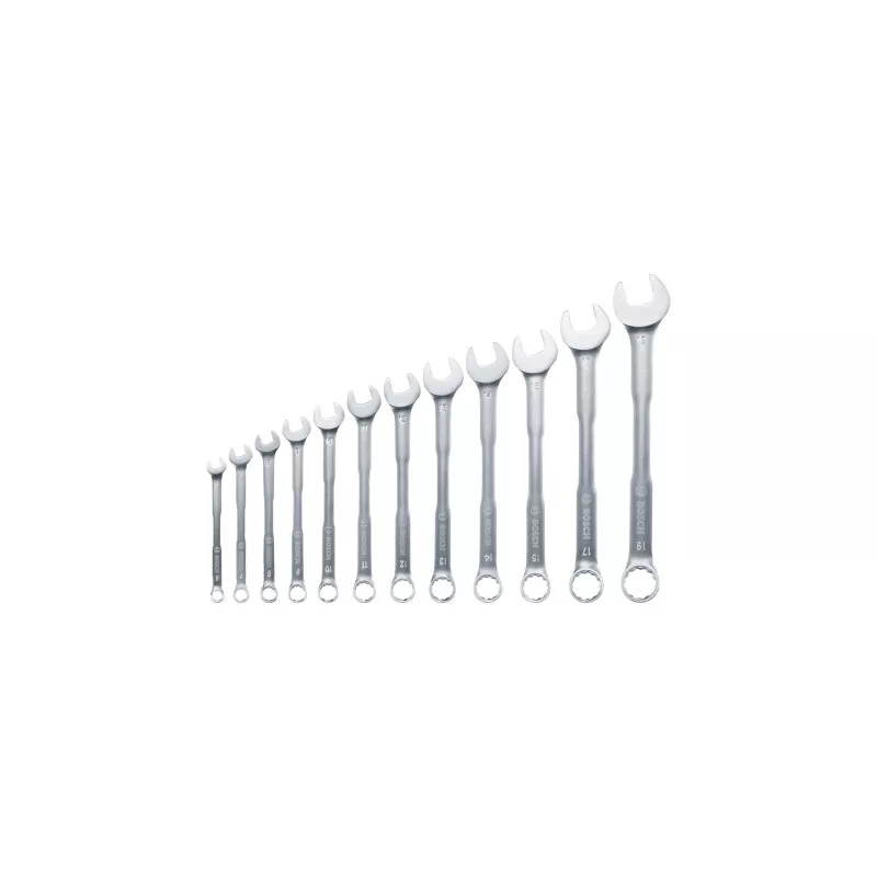 Bosch 1 600 A02 Z9D, 6,7,8,9,10,11,12,13,14,15,17,19 mm, Edelstahl, Chrom-Vanadium-Stahl, Satin, 12 Stück