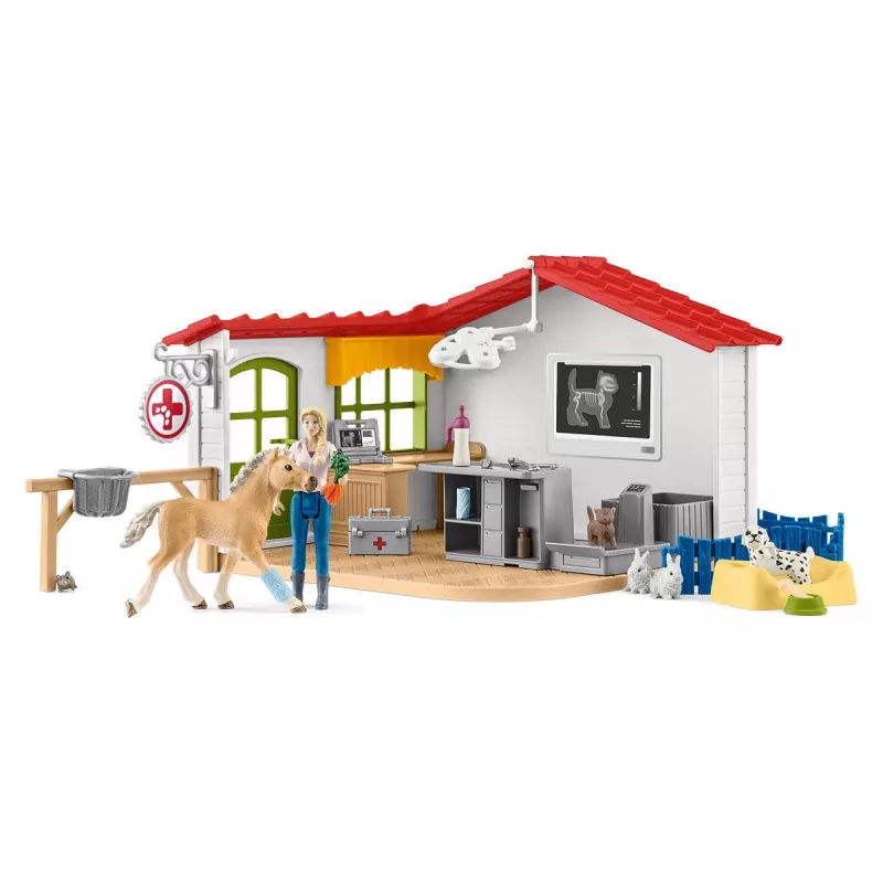 schleich Tierarztpraxis mit Tieren, Bauernhof, Bauernhoftiere / Bauernhofspielzeug, 3 Jahr(e), Mehrfarbig