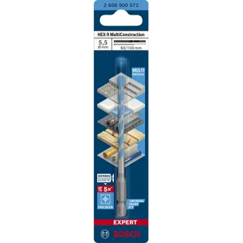 MultiConstruction Bohrer Bosch EXPERT HEX‑92608900572 5,5 mm Durchmesser, 60 mm Länge
