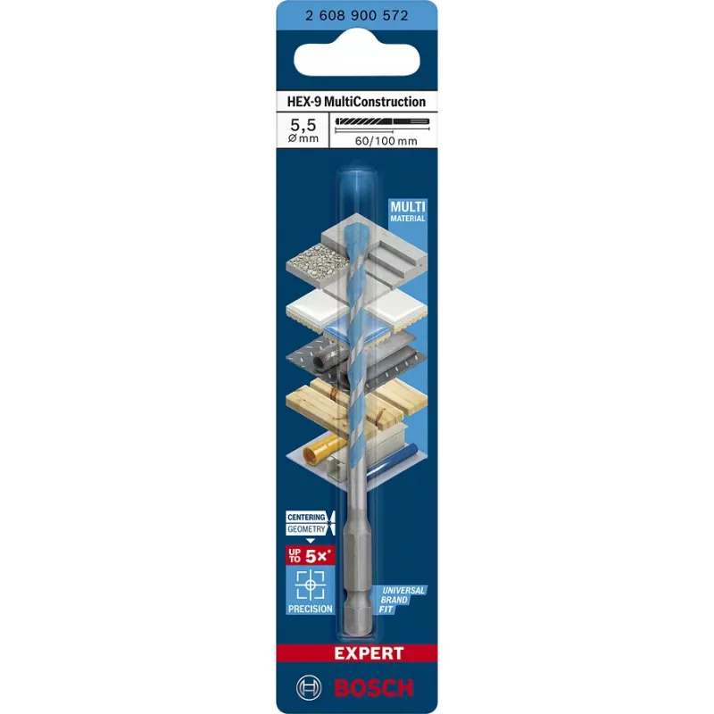 MultiConstruction Bohrer Bosch EXPERT HEX‑92608900572 5,5 mm Durchmesser, 60 mm Länge