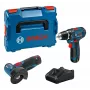 Bosch GSR 12V-15 + GWS 12V-76 + 2 Akkus 2 Ah + GAL 12V-40 (L) Professional Akku-Werkzeugset