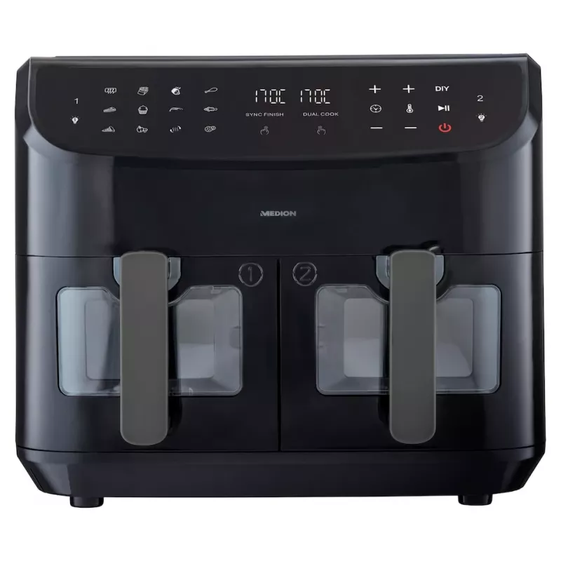 MEDION LIFE P20 Double 8,7 L 2600 W Heißluftfritteuse Schwarz