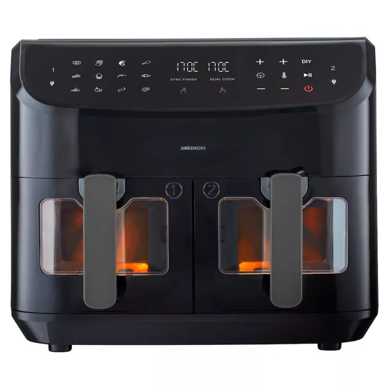 MEDION LIFE P20 Double 8,7 L 2600 W Heißluftfritteuse Schwarz