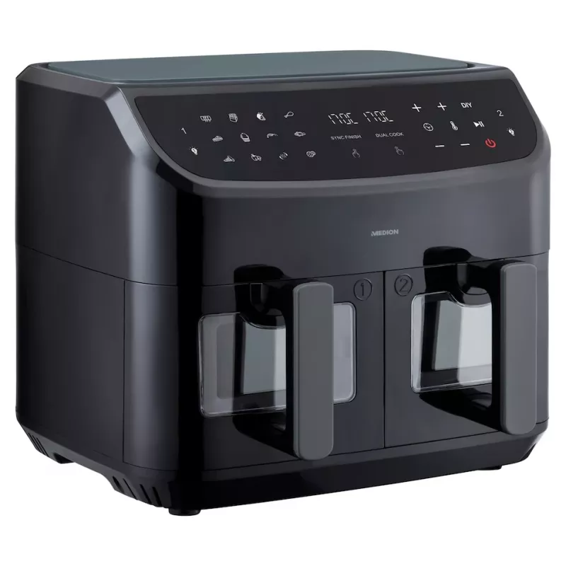 MEDION LIFE P20 Double 8,7 L 2600 W Heißluftfritteuse Schwarz